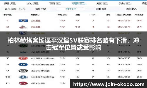 柏林赫塔客场逼平汉堡SV联赛排名略有下滑，冲击冠军位置或受影响